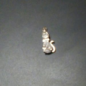 .925 Sterling Silver and CZ cat pendant